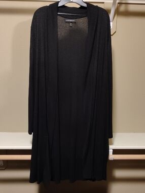 Lane Bryant Black Ribbed Open-Front Cardigan